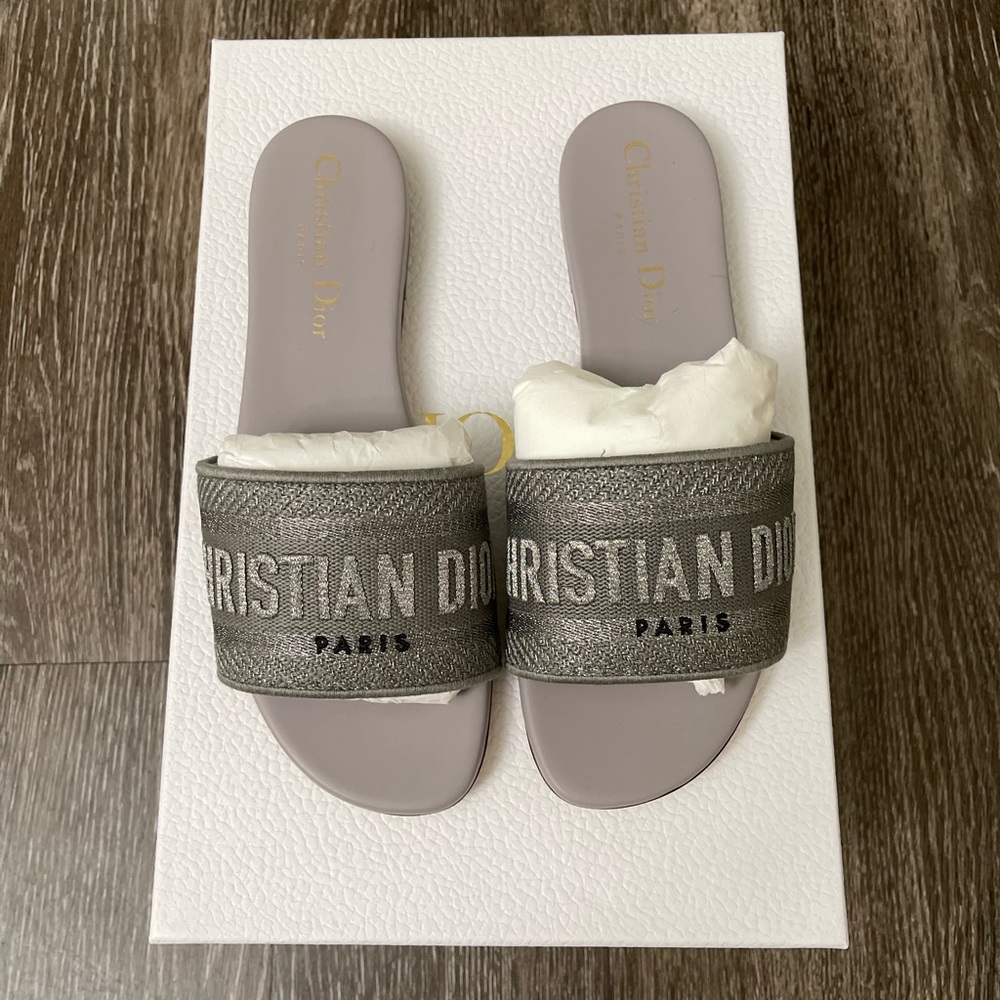 Christian Dior Dway Slide in Metal Grey - NEW